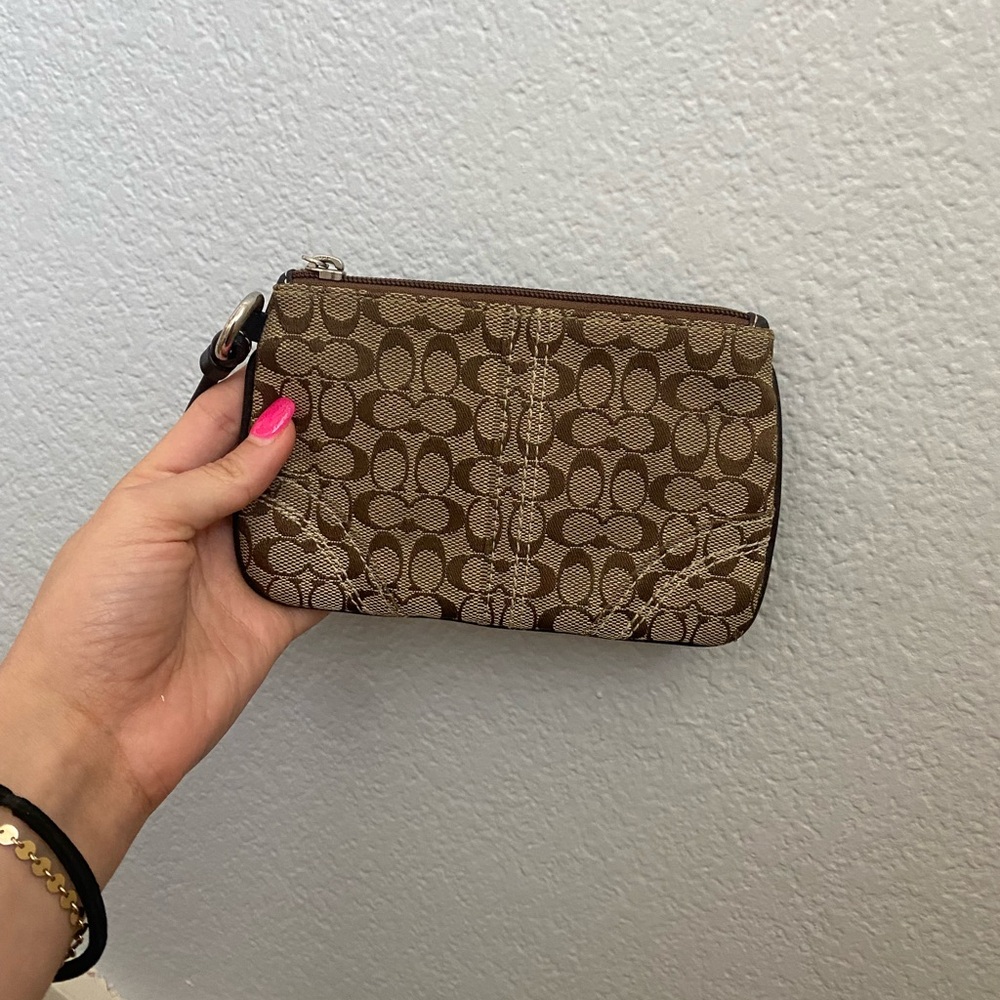 Coach Brown Monogram Wristlet